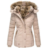 Women's Faux Fur Hood Padded Parka | Wool-Cotton Winter