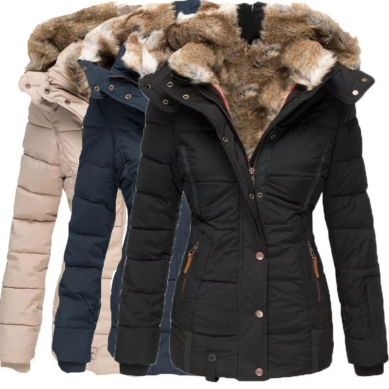 Women's Faux Fur Hood Padded Parka | Wool-Cotton Winter Hero