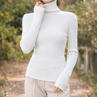 Women's Fitted Turtleneck Sweater | Ribbed Knit Close Fit Detail