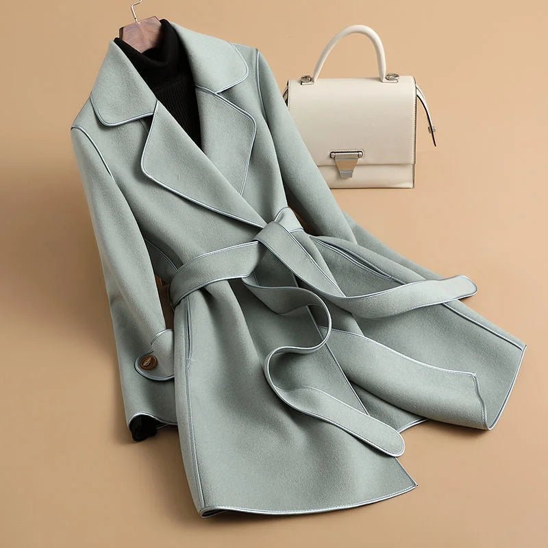 Women's Flared Hem Belted Trench Coat | Tailored Silhouette Side