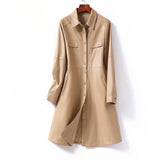Women's Flared Sheepskin Leather Coat | Tailored Waist A-Line