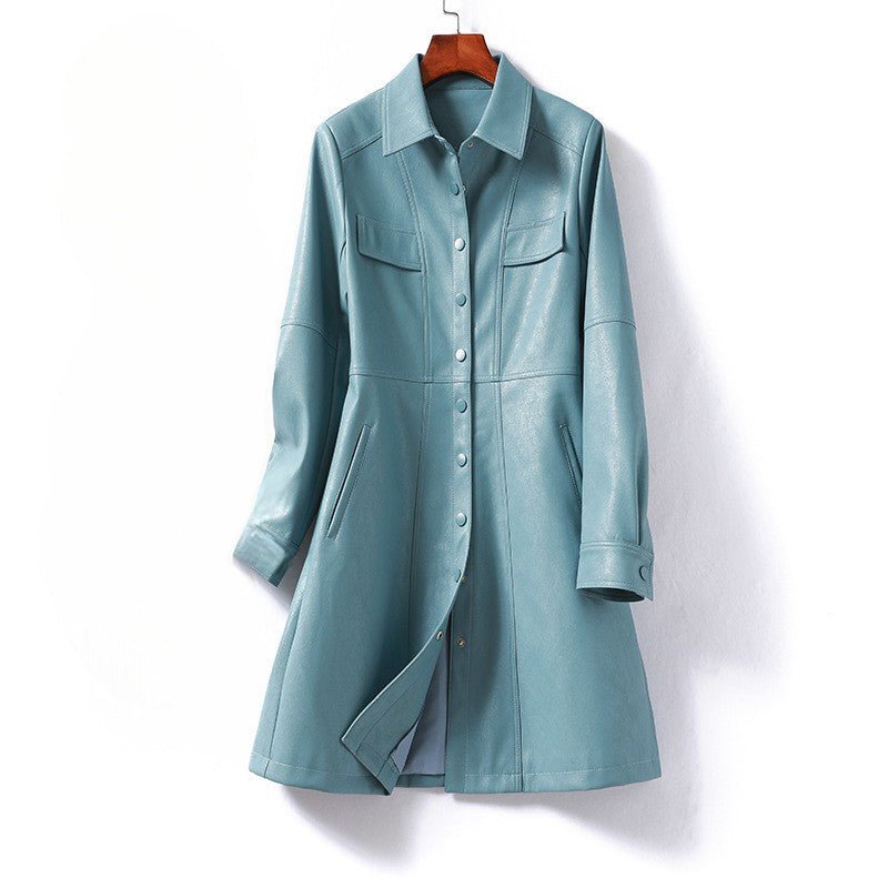 Women's Flared Sheepskin Leather Coat | Tailored Waist A-Line Hero