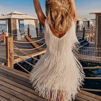 Women's Fringe Detail Party Mini Dress | V Neck Night Out Front