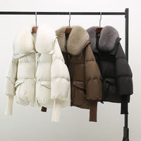 Women's Fur Collar Long Puffer Jacket | Extended Length Back