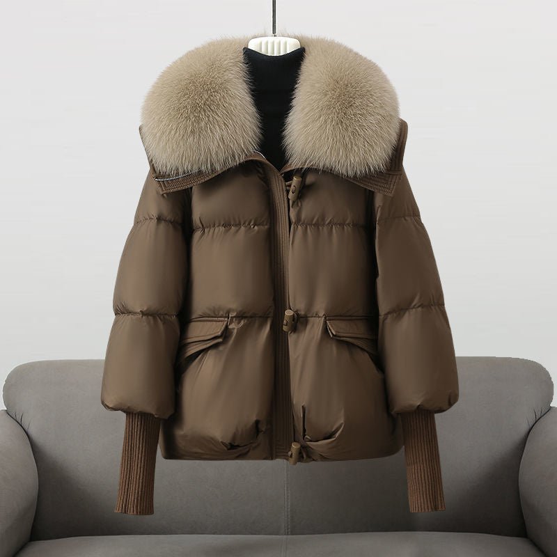 Women's Fur Collar Long Puffer Jacket | Extended Length Detail