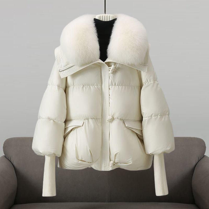 Women's Fur Collar Long Puffer Jacket | Extended Length Front