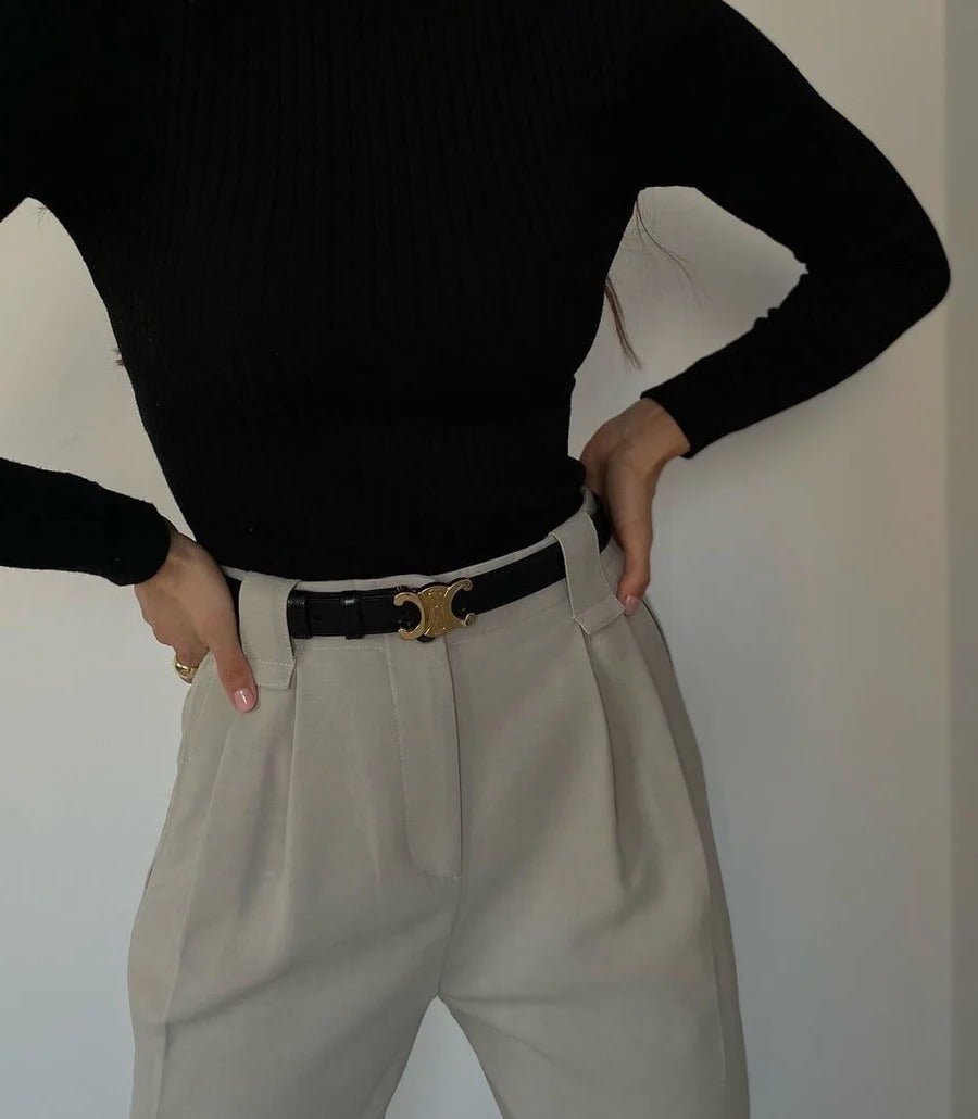 Women's Gold Buckle Belt | Adjustable Close Up