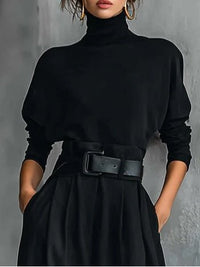 Women's High-Neck Wide Leg Jumpsuit Set | Belted One-Piece Detail