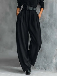 Women's High-Neck Wide Leg Jumpsuit Set | Belted One-Piece Side