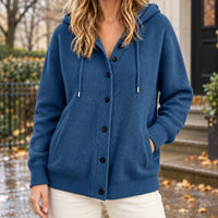 Women's Hooded Cardigan Sweater | Drawcord Knit Layer Detail