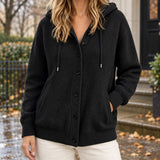 Women's Hooded Cardigan Sweater | Drawcord Knit Layer