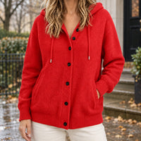 Women's Hooded Cardigan Sweater | Drawcord Knit Layer Side
