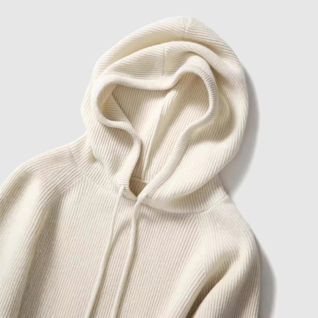 Women's Hooded Knitted Winter Sweater | Oversized Pullover Close Up