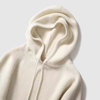 Women's Hooded Knitted Winter Sweater | Oversized Pullover Close Up