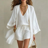 Women's Kimono Linen 3 Piece Co-ord Set | Relaxed Fit