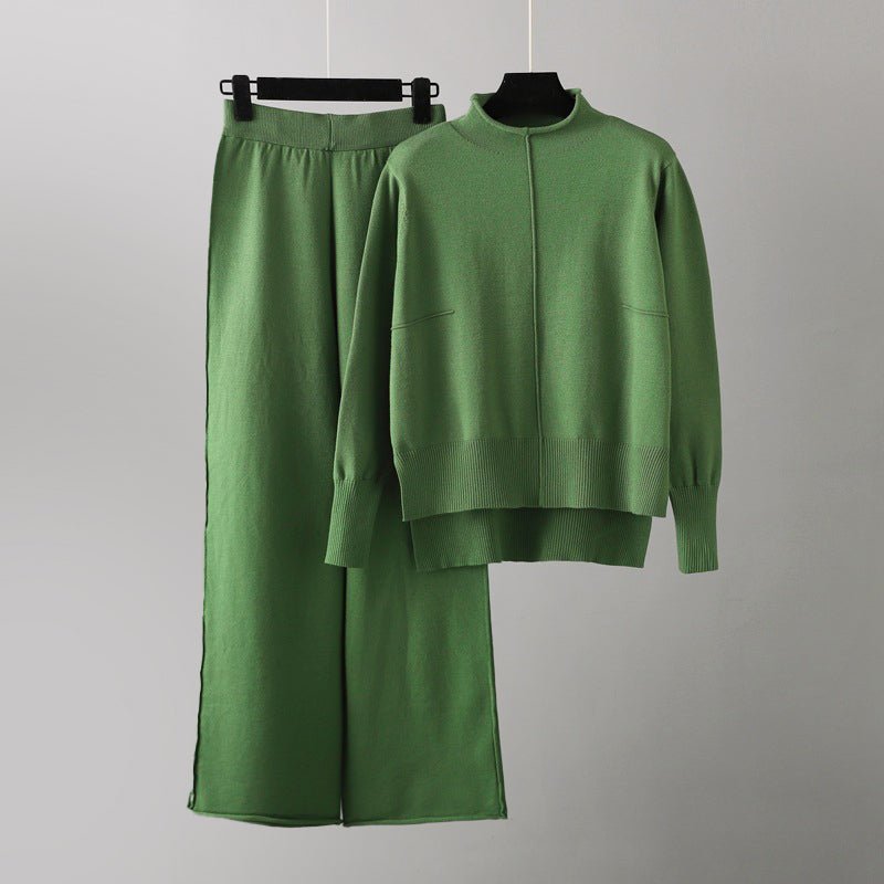 Women's Knit Comfort Set | Turtleneck Sweater Wide-Leg Pants Detail