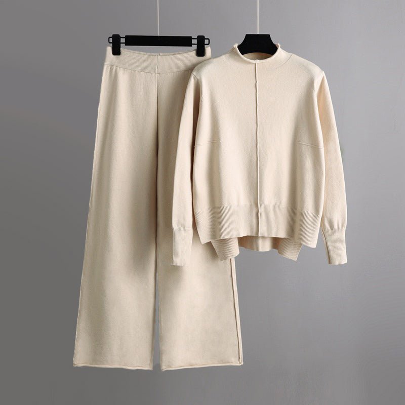 Women's Knit Comfort Set | Turtleneck Sweater Wide-Leg Pants Front
