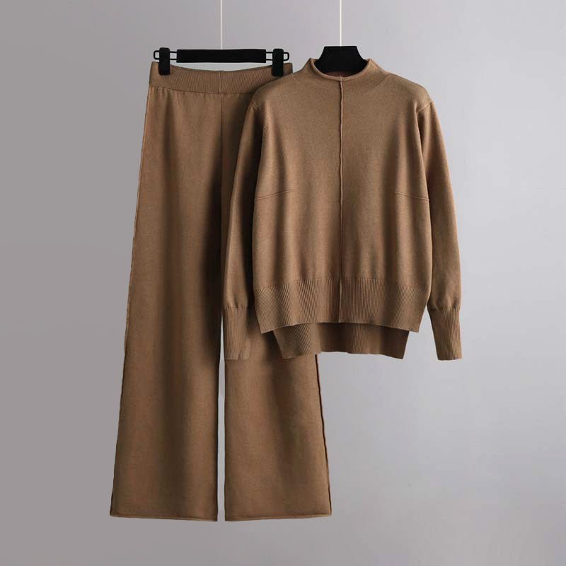 Women's Knit Comfort Set | Turtleneck Sweater Wide-Leg Pants Hero