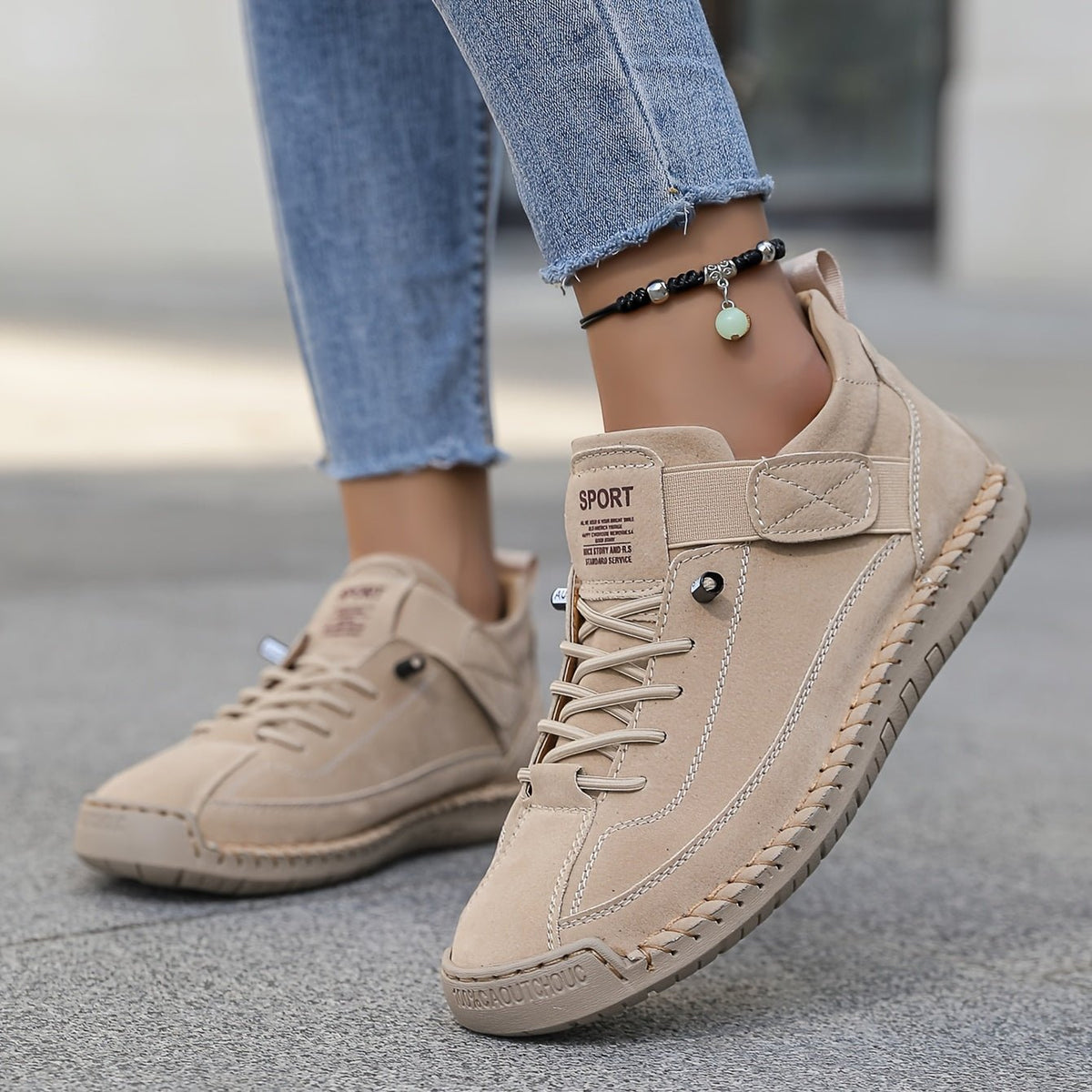 Women's Lace-Up Sneakers | Suede Low-Profile Ankle Front