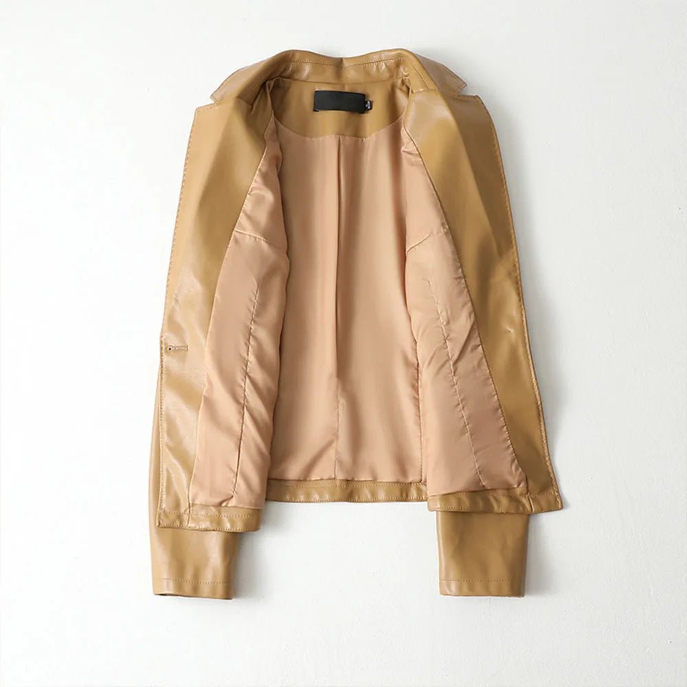 Women's Lambskin Leather Blazer | Single-Button Sculpted Fit Detail
