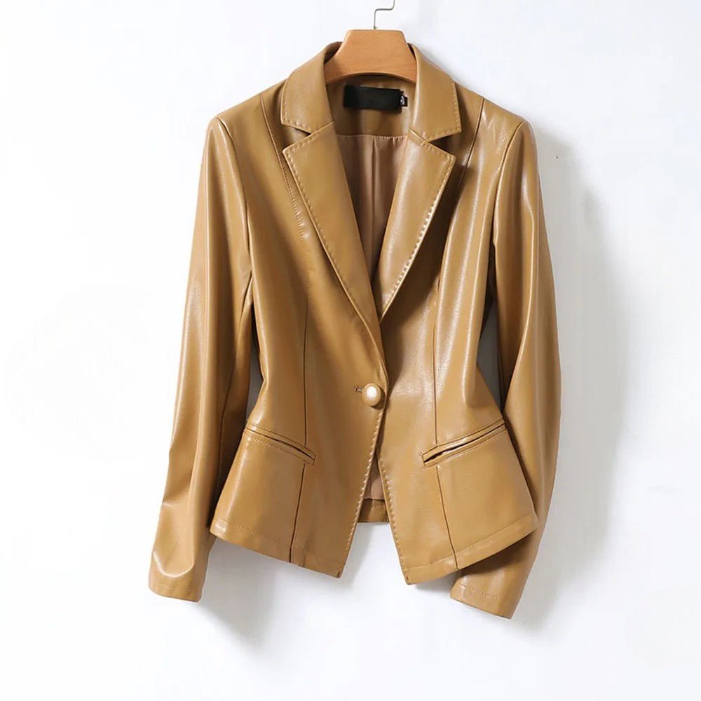 Women's Lambskin Leather Blazer | Single-Button Sculpted Fit Hero