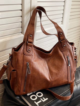 Sac hobo en cuir pour femme | Sac à bandoulière souple à fermeture éclair