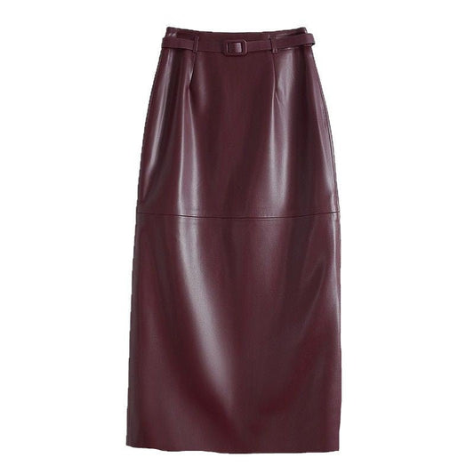 Women's Leather Pencil Skirt | Front Slit Belted Fit Hero