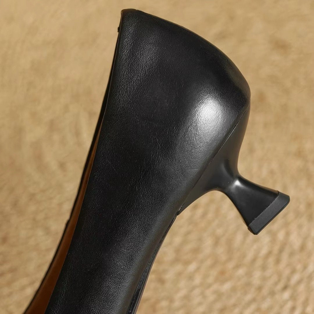Women's Leather Pointed Toe Pumps | Slip-On Back