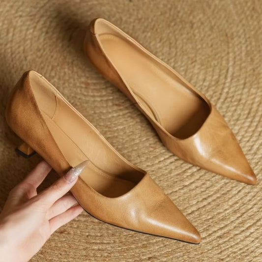 Women's Leather Pointed Toe Pumps | Slip-On Hero