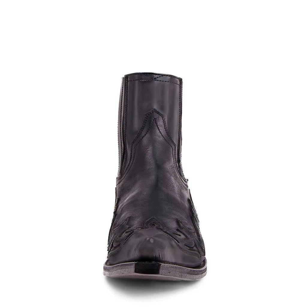 Women's Leather Western Ankle Boots | Ornate Stitching Close Up