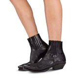 Women's Leather Western Ankle Boots | Ornate Stitching