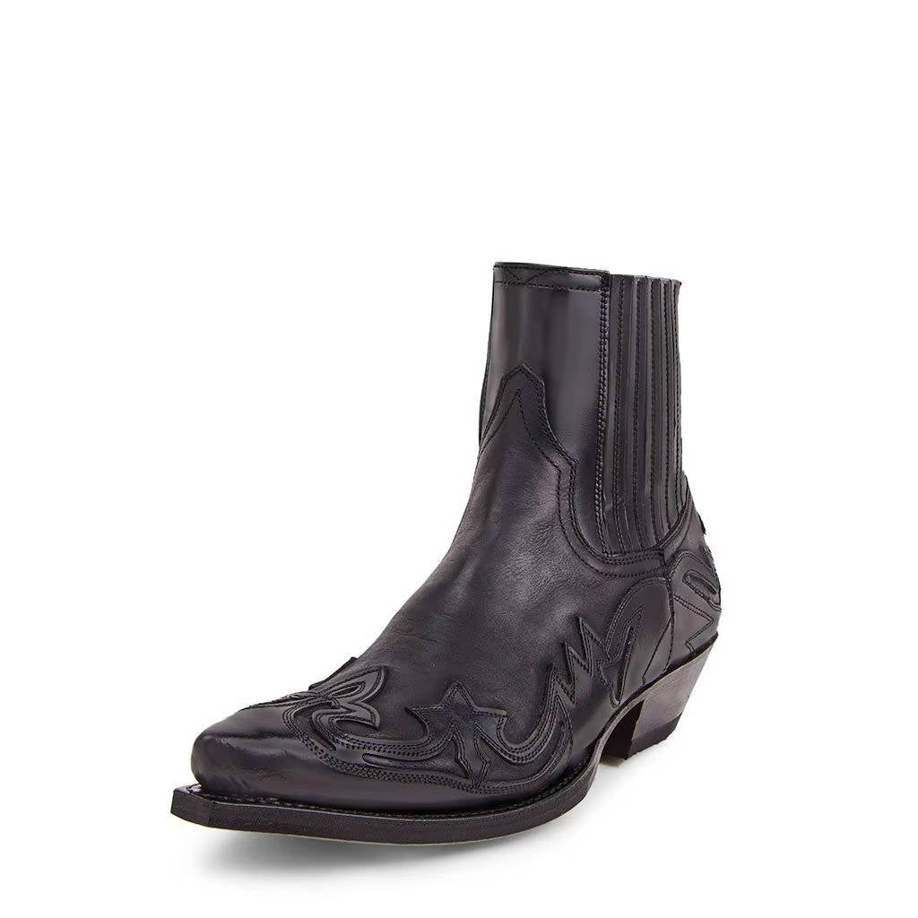 Women's Leather Western Ankle Boots | Ornate Stitching Side