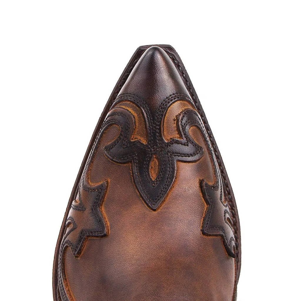 Women's Leather Western Ankle Boots | Ornate Stitching View 11