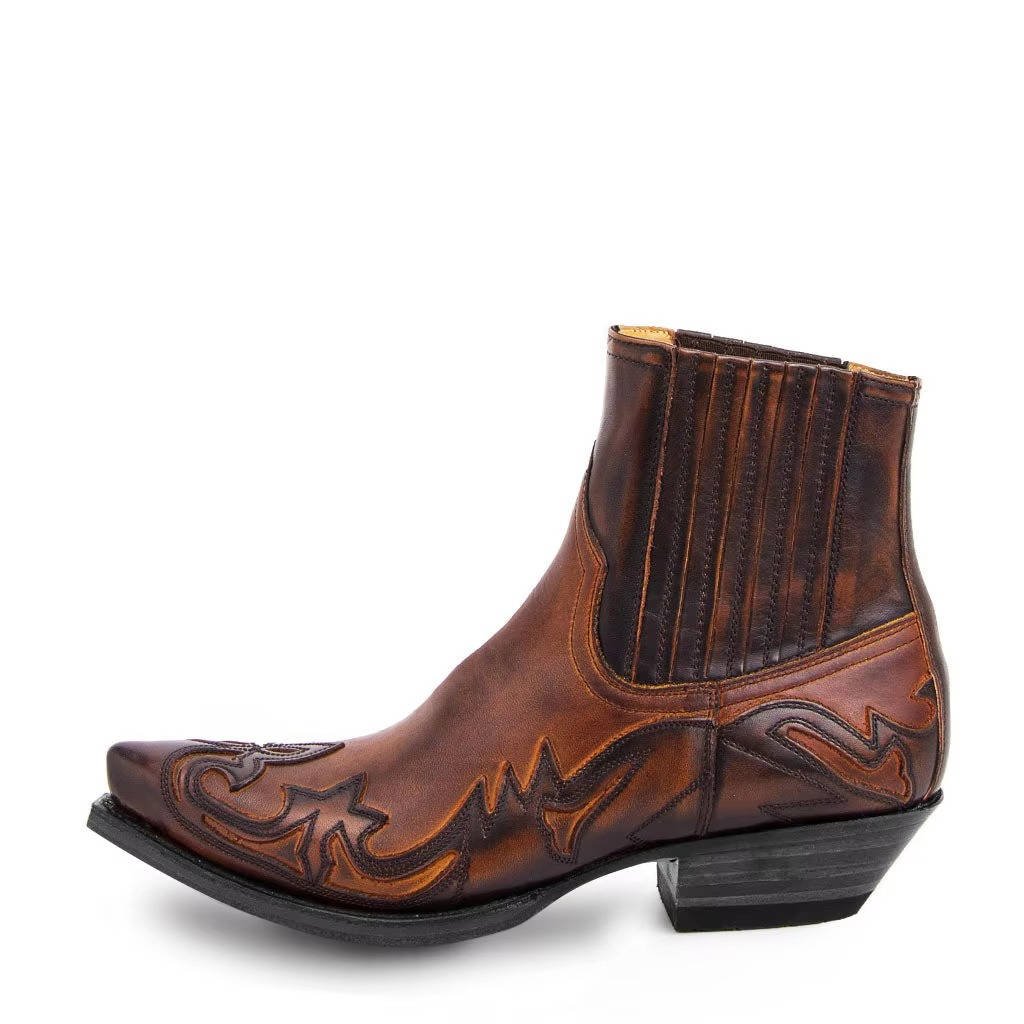Women's Leather Western Ankle Boots | Ornate Stitching View 12