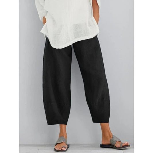 Women's Linen Leisure Pants | Balloon Tapered Relaxed Fit Detail