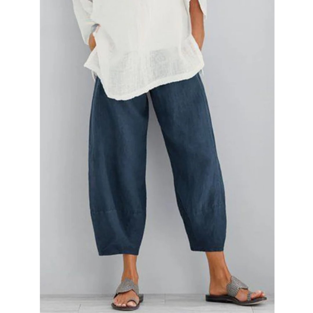 Women's Linen Leisure Pants | Balloon Tapered Relaxed Fit Side