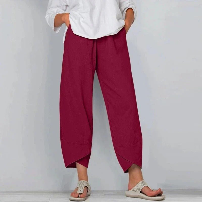 Women's Linen-Look Wide Leg Trousers Back