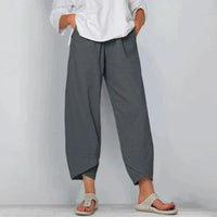 Women's Linen-Look Wide Leg Trousers Detail