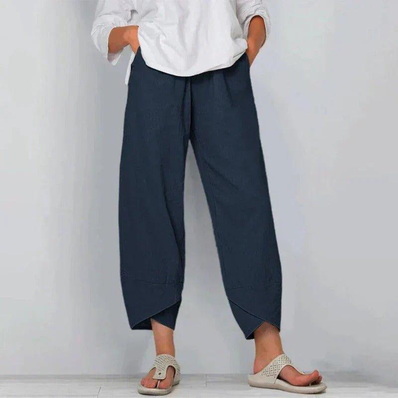 Women's Linen-Look Wide Leg Trousers Side