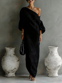Women's Linen One Shoulder Dress | Asymmetric Hem Lifestyle