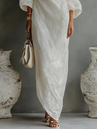 Women's Linen One Shoulder Dress | Asymmetric Hem Side