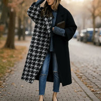 Women's Long Coat Wide Collar | Straight Cut Lapel Close Up