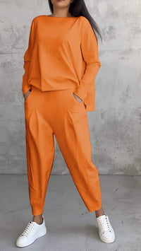 Women's Long Sleeve Top & Pants Set | Balloon Trouser Fit Angle