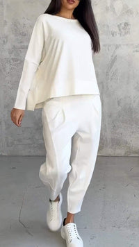 Women's Long Sleeve Top & Pants Set | Balloon Trouser Fit Detail