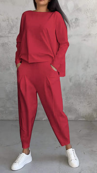 Women's Long Sleeve Top & Pants Set | Balloon Trouser Fit Lifestyle