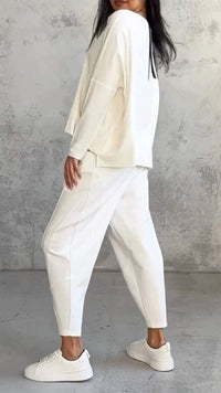 Women's Long Sleeve Top & Pants Set | Balloon Trouser Fit Side