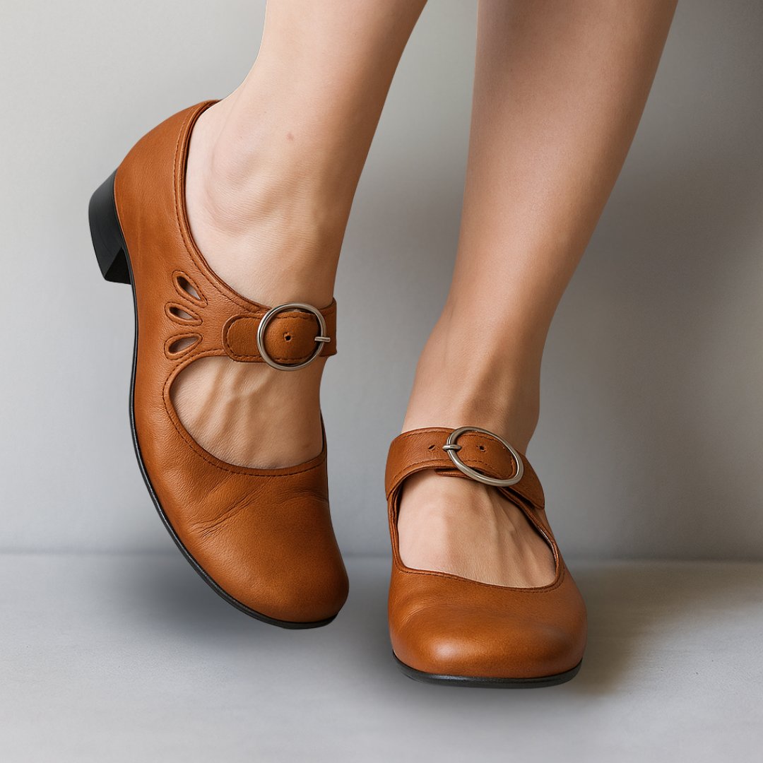 Women's Mary Jane Pumps | Leather Ankle Strap Front