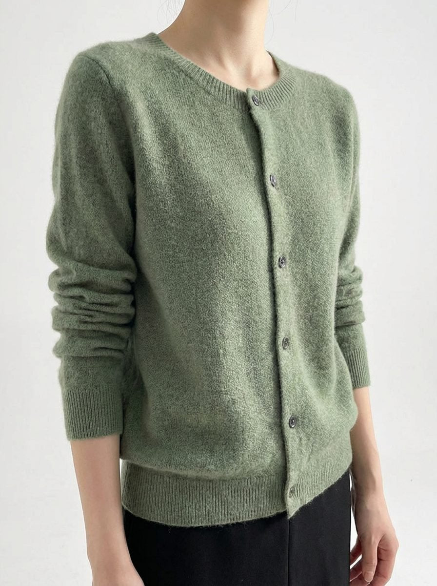 Women's Merino Wool Button Down Cardigan Sweater | Raglan Sleeve Front
