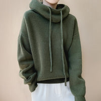 Women's Merino Wool Cowl Neck Hoodie | Relaxed Knit Layer Front