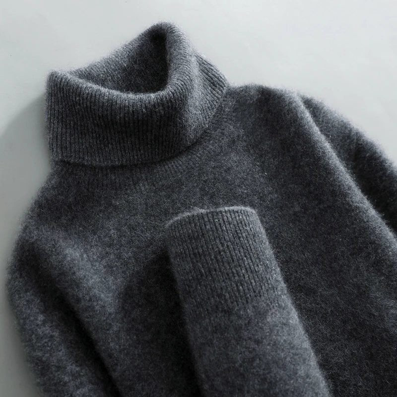 Women's Merino Wool Turtleneck Sweater | Relaxed Everyday Knit Angle